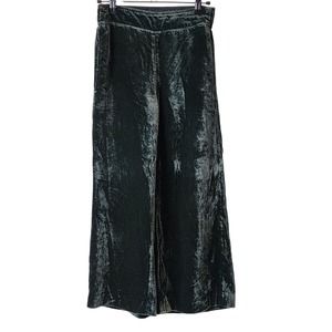 Madewell Velvet Pull-On Pants Wide Leg Party Comfy Cropped Green Womens XS